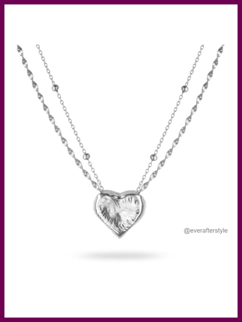 Sterling Silver Layered Heart Pendant Necklace for Women Hypoallergenic